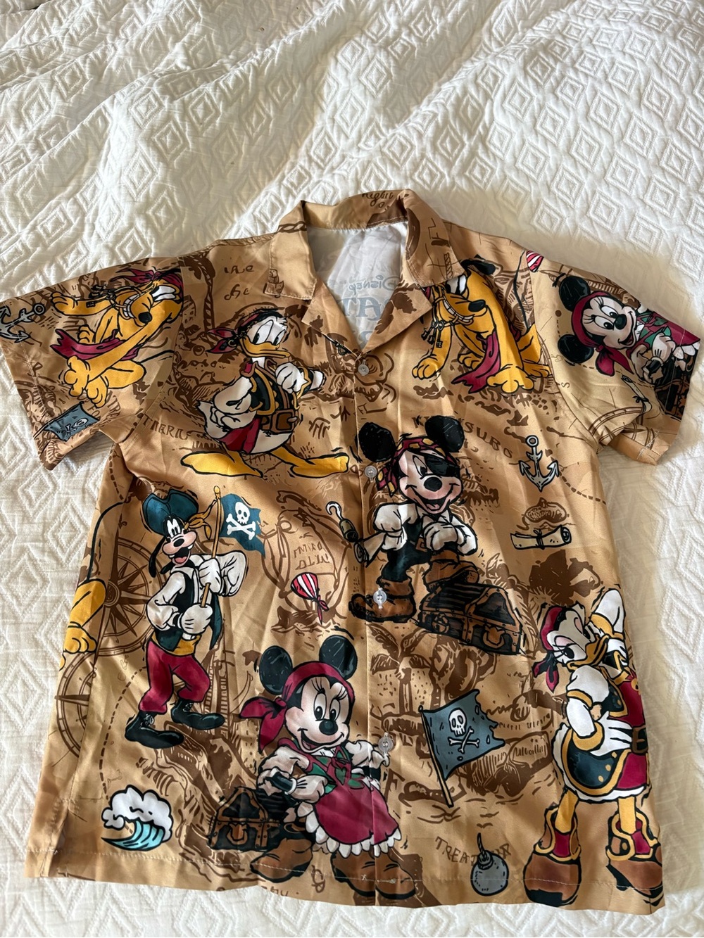 Pirate Mickey & Friends Button-Up Shirt in Tan